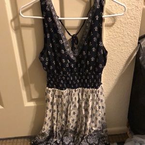 navy and white dress